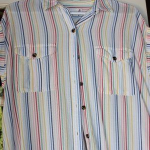 SO Multicolored Button Down Blouse Size Medium